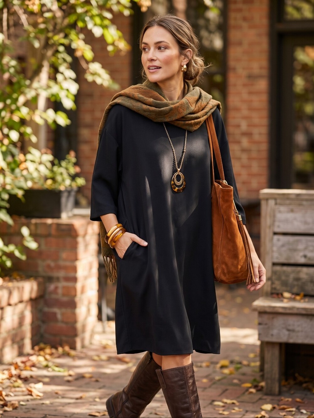 Black Cocoon Tunic Shift Dress Pockets Quiet Luxury Minimalist Lagenlook